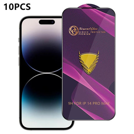 10pcs OG Purple Large-Arc Anti-Static High-Alumina Screen-Printed HD Tempered Glass Film, For iPhone 17e / 16e, For iPhone 17 Pro Max, For iPhone 17 Pro, For iPhone 17, For iPhone Air, For iPhone 16 Pro Max, For iPhone 16 Pro, For iPhone 16 Plus       ...