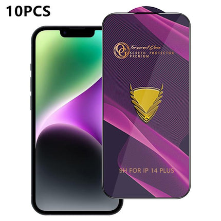 10pcs OG Purple Large-Arc Anti-Static High-Alumina Screen-Printed HD Tempered Glass Film, For iPhone 17e / 16e, For iPhone 17 Pro Max, For iPhone 17 Pro, For iPhone 17, For iPhone Air, For iPhone 16 Pro Max, For iPhone 16 Pro, For iPhone 16 Plus       ...