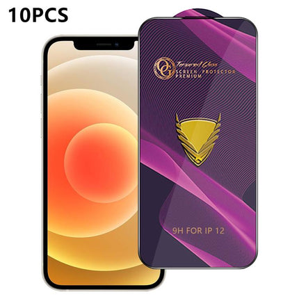 10pcs OG Purple Large-Arc Anti-Static High-Alumina Screen-Printed HD Tempered Glass Film, For iPhone 17e / 16e, For iPhone 17 Pro Max, For iPhone 17 Pro, For iPhone 17, For iPhone Air, For iPhone 16 Pro Max, For iPhone 16 Pro, For iPhone 16 Plus       ...