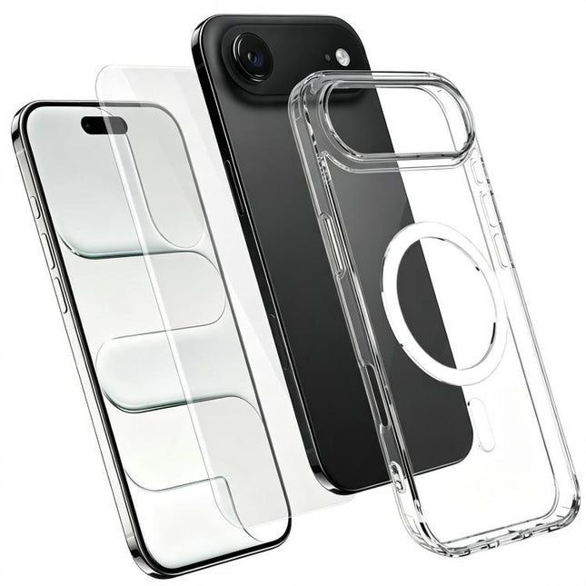 2 in 1 Set TPU + PC Clear Magnetic Phone Case with High Alumina Tempered Film, For iPhone Duo, For iPhone 18 Pro, For iPhone 18 Pro Max, For iPhone 17 Pro Max, For iPhone 17 Pro, For iPhone 17, For iPhone Air, For iPhone 16 Pro Max, For iPhone 16 Pro  ...