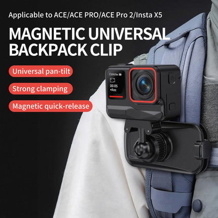 Magnetic Quick-release Backpack Clip 360 Adjustable Shoulder Strap Buckle, For Insta360 Ace / Ace Pro