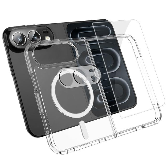3 in 1 Set TPU + PC Clear Magnetic Phone Case with High Alumina Tempered Film + Lens Protector, For iPhone Duo, For iPhone 18 Pro, For iPhone 18 Pro Max, For iPhone 17 Pro Max, For iPhone 17 Pro, For iPhone 17, For iPhone Air, For iPhone 16 Pro Max    ...