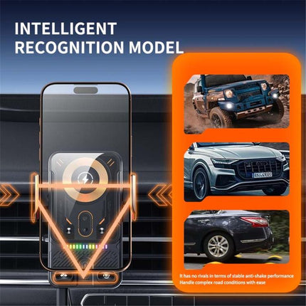 F19 15W Fast Charging Auto Clamping Magnetic Phone Holder Wireless Car Charger