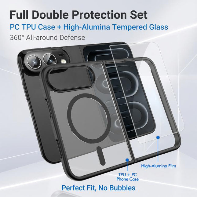 2 in 1 Set Magnetic Phone Case with Screen Tempered Film, For iPhone Duo, For iPhone 18 Pro, For iPhone 18 Pro Max, For iPhone 17 Pro Max, For iPhone 17 Pro, For iPhone 17, For iPhone Air, For iPhone 16 Pro Max, For iPhone 16 Pro, For iPhone 16 Plus   ...