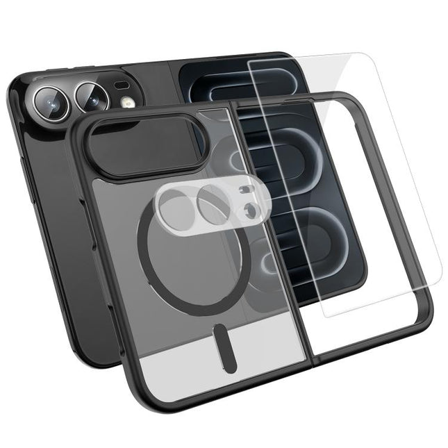 3 in 1 Set Magnetic Phone Case with Screen Film + Lens Protector, For iPhone Duo, For iPhone 18 Pro, For iPhone 18 Pro Max, For iPhone 17 Pro Max, For iPhone 17 Pro, For iPhone 17, For iPhone Air, For iPhone 16 Pro Max, For iPhone 16 Pro               ...
