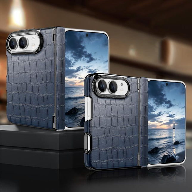 Crocodile Vegan Leather Dual-Hinge Phone case, For iPhone Duo