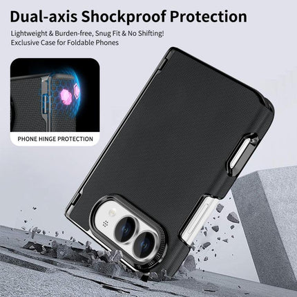 Fine-grained Vegan Leather Dual-Hinge Magnetic Phone Case, For iPhone Duo