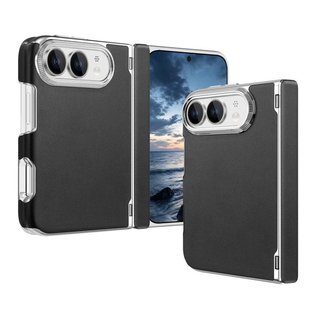 Retro Solid Color Leather-textured Dual-Hinge Magnetic Phone Case, For iPhone Duo