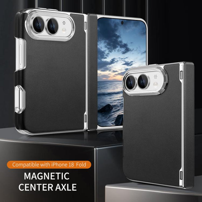 Retro Solid Color Leather-textured Dual-Hinge Magnetic Phone Case, For iPhone Duo