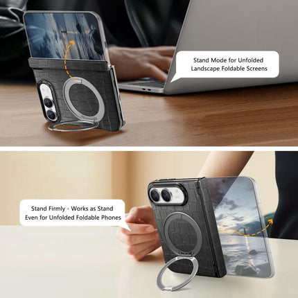 Retro Crocodile PU Dual-Hinge Magnetic Holder Phone Case, For iPhone Duo