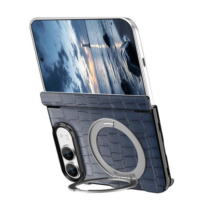 Retro Crocodile PU Dual-Hinge Magnetic Holder Phone Case, For iPhone Duo