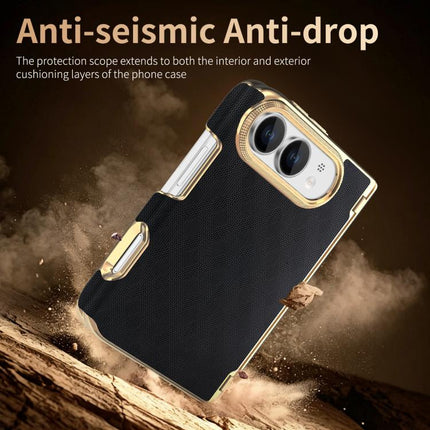 Geometric Mesh Texture Vegan Leather Dual-Hinge Phone Case, For  iPhone Duo