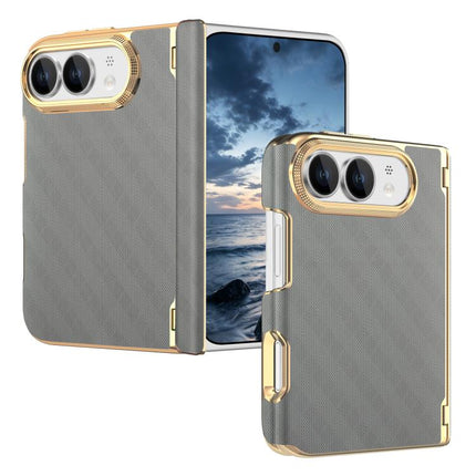 Geometric Mesh Texture Vegan Leather Dual-Hinge Phone Case, For  iPhone Duo