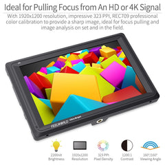 FEELWORLD FW279 7 Inch Ultra Bright 2200nit on Camera Field DSLR Monitor Full HD 1920x1200 4K HDMI Input Output High Brightness for DSLR Stabilizer, FW279