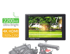 FEELWORLD FW279 7 Inch Ultra Bright 2200nit on Camera Field DSLR Monitor Full HD 1920x1200 4K HDMI Input Output High Brightness for DSLR Stabilizer, FW279