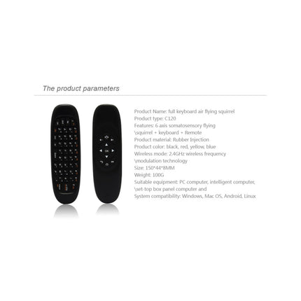 C120 2.4G Mini Keyboard Wireless Remote Mouse with 3-Gyro & 3-Gravity Sensor for PC / HTPC / IPTV / Smart TV and Android TV Box etc