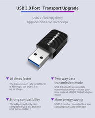 Adaptador WiFi USB COMFAST CF-812AC - 1300 Mbps USB de red WiFi inalámbrica, CF-812AC