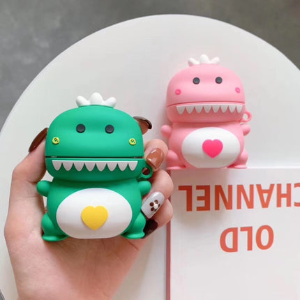 Universal Wireless Couple Green Pink Dinosaur Bluetooth Headphone Holder for Apple AirPods 1 / 2