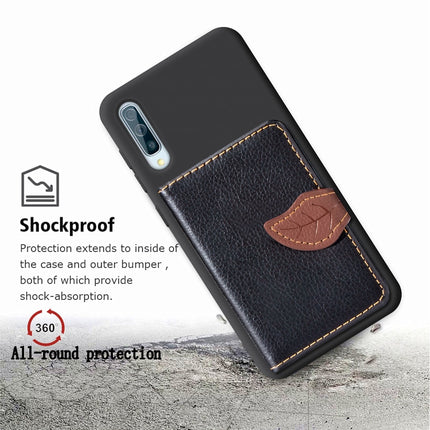 Litchi Pattern Card Bag Wallet Bracket + TPU Phone Case with Card Slot Wallet Bracket Function For Galaxy A50, Black, Green, Brown, Red, Blue