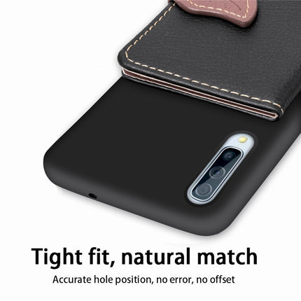 Litchi Pattern Card Bag Wallet Bracket + TPU Phone Case with Card Slot Wallet Bracket Function For Galaxy A50, Black, Green, Brown, Red, Blue