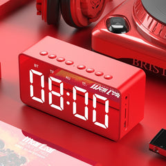 AEC BT506 Speaker With Wirror, LED Clock Display, Dual Alarm Clock,Snooze, HD hands-free Calling, HiFi Stereo., Black, Red, Blue, Pink