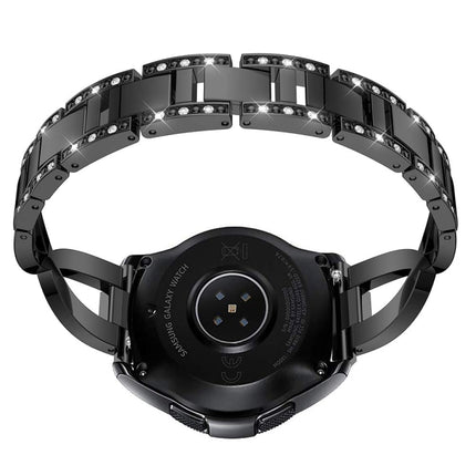 For Samsung GearS3 / Ticwatch Pro / HUAWEI GT Universal 22mm Metal Diamond Strap, black, Silver, gold, Rose gold