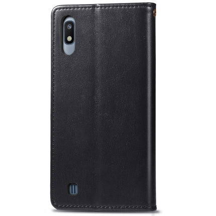 Retro Solid Color Leather Buckle Mobile Phone Protection Leather Case with Photo Frame & Card Slot & Wallet & Bracket Function for Galaxy A10, For Galaxy A10