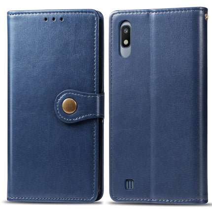 Retro Solid Color Leather Buckle Mobile Phone Protection Leather Case with Photo Frame & Card Slot & Wallet & Bracket Function for Galaxy A10, For Galaxy A10