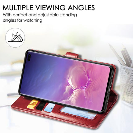 Retro Solid Color Leather Buckle Mobile Phone Protection Leather Case with Photo Frame & Card Slot & Wallet & Bracket Function for Galaxy S10 Plus, For Galaxy S10+