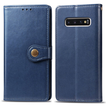 Retro Solid Color Leather Buckle Mobile Phone Protection Leather Case with Photo Frame & Card Slot & Wallet & Bracket Function for Galaxy S10, For Galaxy S10