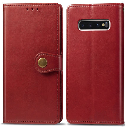 Retro Solid Color Leather Buckle Mobile Phone Protection Leather Case with Photo Frame & Card Slot & Wallet & Bracket Function for Galaxy S10, For Galaxy S10