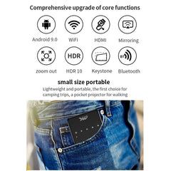 X2 (1+8G) DLP Android 7.1 Smart Mini-Projektor X2 mit verschiebbarer Linsenabdeckung, WLAN-Mini-Projektor (schwarz), 1 GB+8 GB EU-Stecker, 1 GB+8 GB US-Stecker