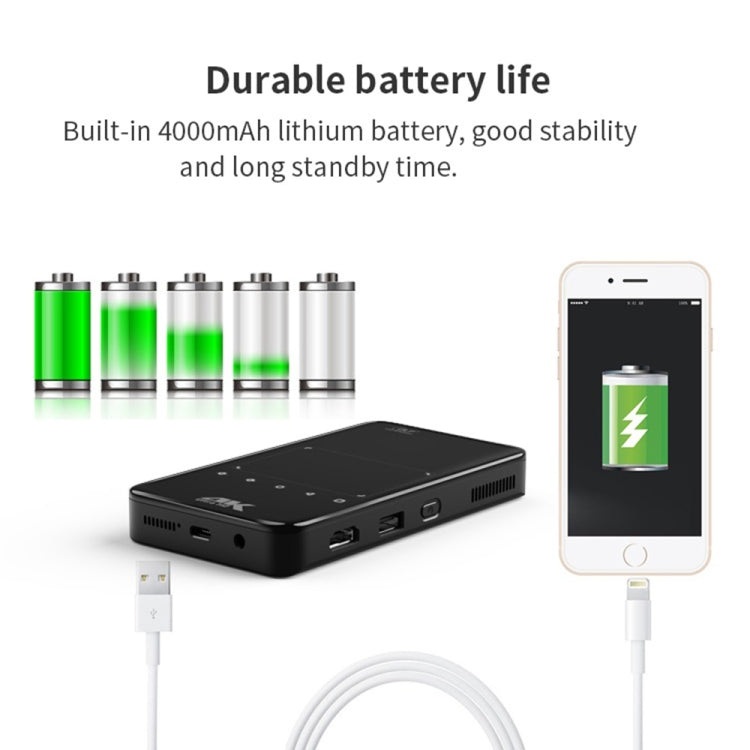 X2 (1+8G) DLP Android 7.1 Smart Mini-Projektor X2 mit verschiebbarer Linsenabdeckung, WLAN-Mini-Projektor (schwarz), 1 GB+8 GB EU-Stecker, 1 GB+8 GB US-Stecker