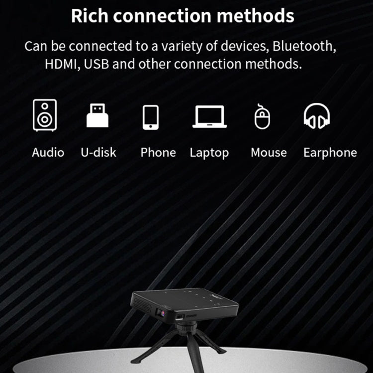 X2 (1+8G) DLP Android 7.1 Smart Mini-Projektor X2 mit verschiebbarer Linsenabdeckung, WLAN-Mini-Projektor (schwarz), 1 GB+8 GB EU-Stecker, 1 GB+8 GB US-Stecker