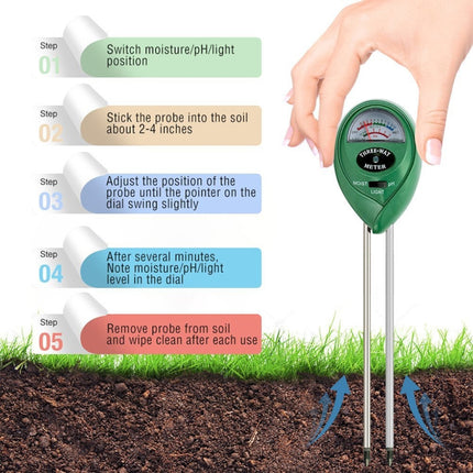 RZ103 Mini Soil PH Moisture Humidity Measuring PH Meter Soil Moisture Monitor Hygrometer Gardening Plant Farming Moisture Tester, RZ103
