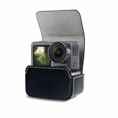 Estuche de cuero mini impermeable para almacenamiento y transporte para DJI OSMO Action / GoPro / SJCAM / Xiaomi Mi Jia, negro, café