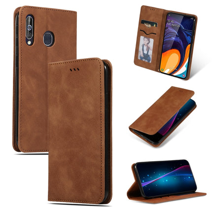 Retro Skin Feel Business Magnetic Horizontal Flip Leather Case for Galaxy A60 / M40, Red, Dark Gray, Navy Blue, Army Green, Brown