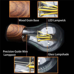 Retro magnetic floating bulb wood color substrate LED home decoration lamp