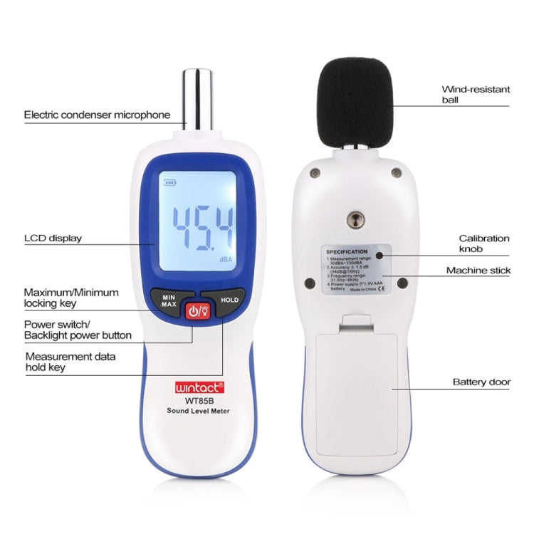 WT85B Sound Level Meter Digital Decibel Meter Digital Noise Meter Environmental Noise Tester, WT85B White, WT85B Black