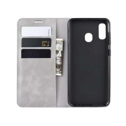 Retro-skin Business Magnetic Suction Leather Case with Purse-Bracket-Chuck For Galaxy A30, For Galaxy A30