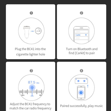 BC41 Multi-Functional MP3 Player, Bluetooth Receiver, USB Charger, Automobile Cigarette Lighter, BC41