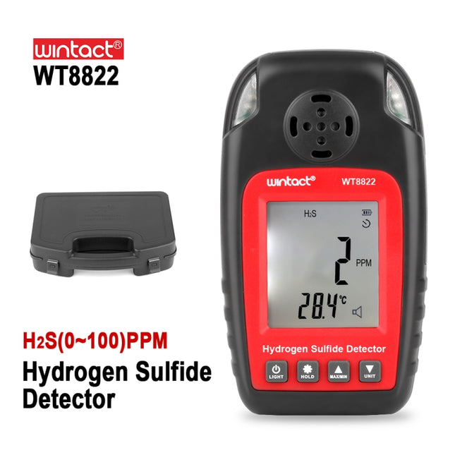 WINTACT WT8822 Hydrogen Sulfide Detector Independent H2S Gas Sensor Warning-up High Sensitive Poisoning Alarm Detector