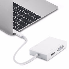 4 in 1 USB 3.1 USB C Type C to HDMI VGA DVI USB 3.0 Adapter Cable for Laptop Apple Macbook Google Chromebook Pixel, USB3.0+HDMI+VGA+DVI to Type-C