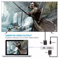 4 in 1 USB 3.1 USB C Type C to HDMI VGA DVI USB 3.0 Adapter Cable for Laptop Apple Macbook Google Chromebook Pixel, USB3.0+HDMI+VGA+DVI to Type-C