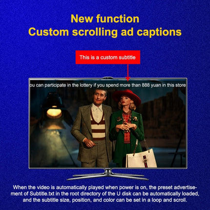 JEDX 4K HD Player Single AD Machine Power on Automatic Loop Play Video PPT Horizontal And Vertical Screen U Disk SD Play, US, EU, UK