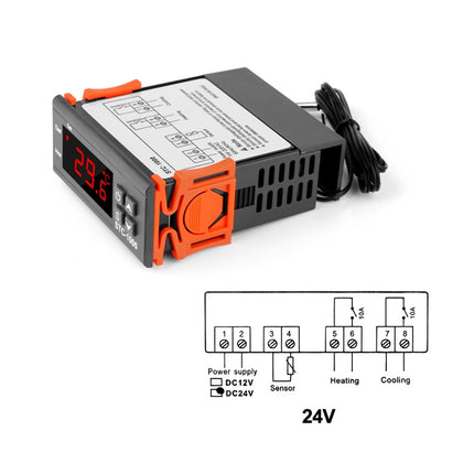 STC-1000 24V Digital Temperature Controller LED Temperature Regulator Thermostat for Incubator Relay 10A Heating and Cooling, 24V