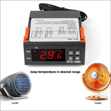 STC-1000 24V Digital Temperature Controller LED Temperature Regulator Thermostat for Incubator Relay 10A Heating and Cooling, 24V