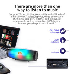 T&amp;G TG165 5W*2 Tragbarer kabelloser Lautsprecher mit tanzendem LED-Blinklicht, MP3, AUX, USB, FM-Radio, Stereo-Subwoofer