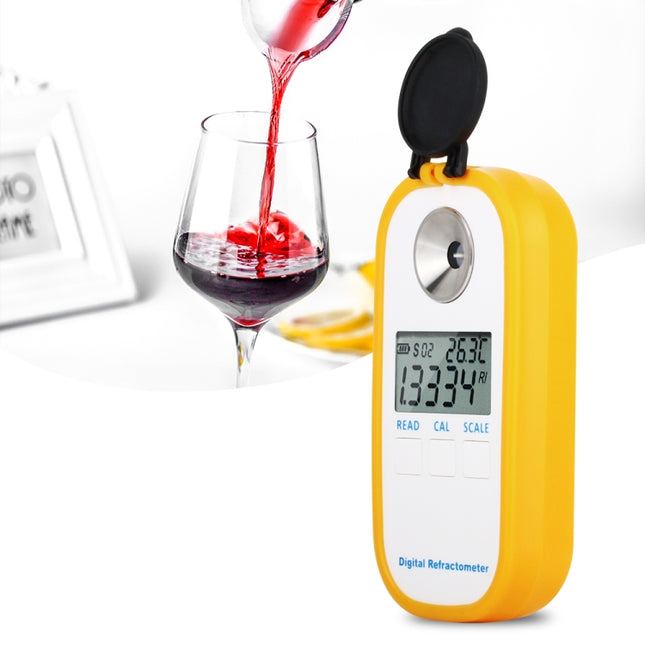DR401 Digital Display Refractometer Brix 0-50% Alcohol Range 0~22% Refractometer Beer Wine Fruit Grape Sugar Saccharimeter, DR401
