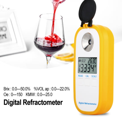 DR401 Digital Display Refractometer Brix 0-50% Alcohol Range 0~22% Refractometer Beer Wine Fruit Grape Sugar Saccharimeter, DR401